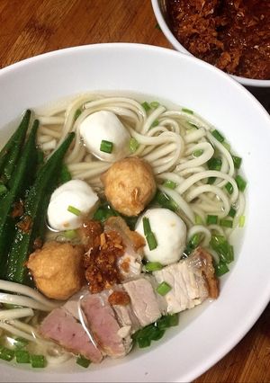 รูปของ บะหมี่น้ำลูกชิ้นปลาหมื่นหมี #งบ60บาท