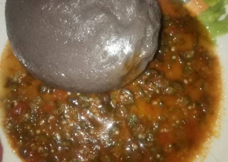 Recipe of Speedy Amala and priwinkles/okra soup #ramadancontest#