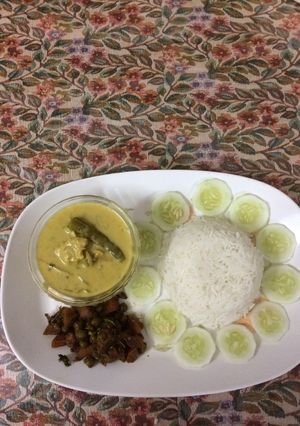 A picture of Punjabi kadhi chawal.