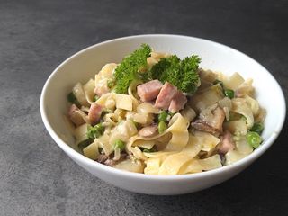 Creamy Tagliatelle with Ham and Belgian Endive