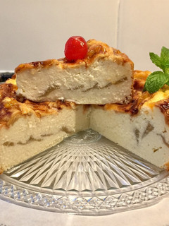 Una foto de Pastel de requeson o ricotta y manzana