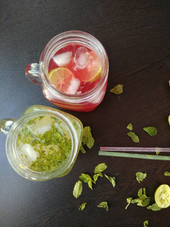 A picture of Mint Lemonade and Rose Lemonade.