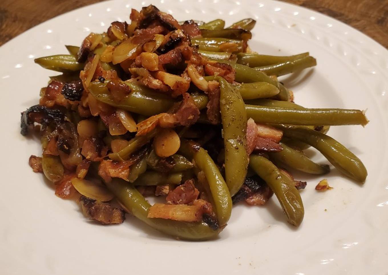Brad's bacon, almond and lemon green beans
