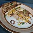 Grilled beef and vegetable fries sandwich