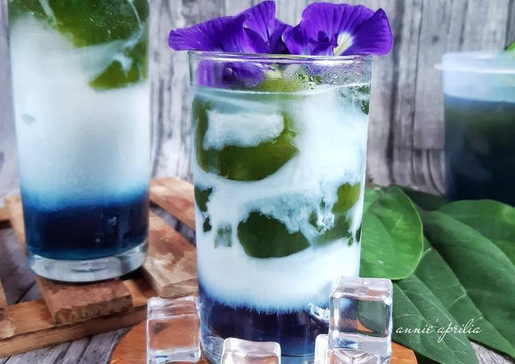 {Resep Es Cincau with Bluepea Syrup Legit dan Nikmat