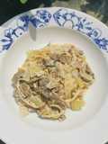 Creamy Portobello Mushroom with Smoked Beef Spaghetti