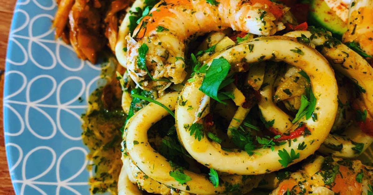 Calamari & King Prawns in Chilli Garlic Lime & Coriander Recipe by ...