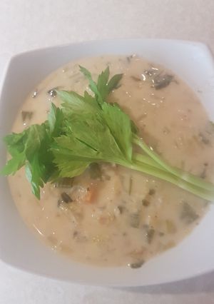 Una foto de Waterzooi, sopa tradicional de Bélgica