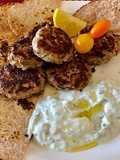 Easy Skillet Beef Patties with Homemade Tzatziki and Pita