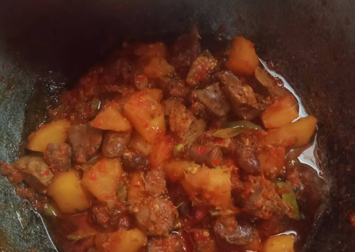 Balado kentang atiampela pete
