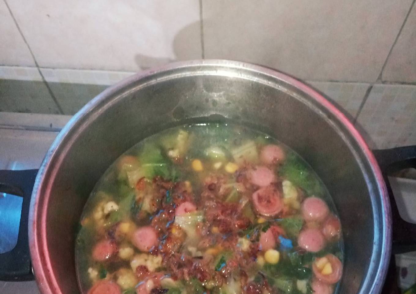 Sup sayur + sosis