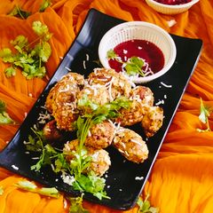 A picture of Cripsy Corn cheese ball.