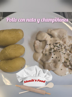 Una foto de Pollo con Nata y champiñones