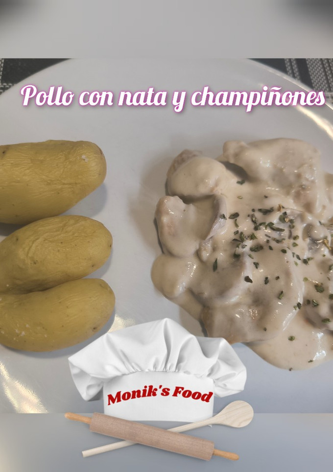 Una foto de Pollo con Nata y champiñones