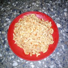 A picture of Jollof macaroni and speg.