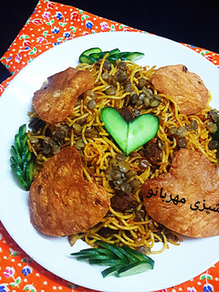 عکسی از دستور ماکارونی با عدس