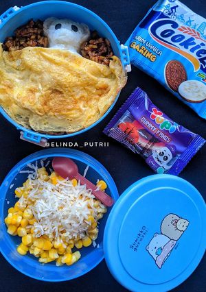 Foto resep Bekal Anak sekolah (beruang selimut telur +tempe orek+ jasuke)