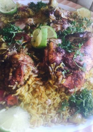 صورة لوصفة دجاج ورز بورق القصدير