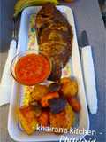 Baked potatoes, mushrooms and carrots with tilapia fish