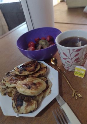 Una foto de Hotcakes con chips de chocolate