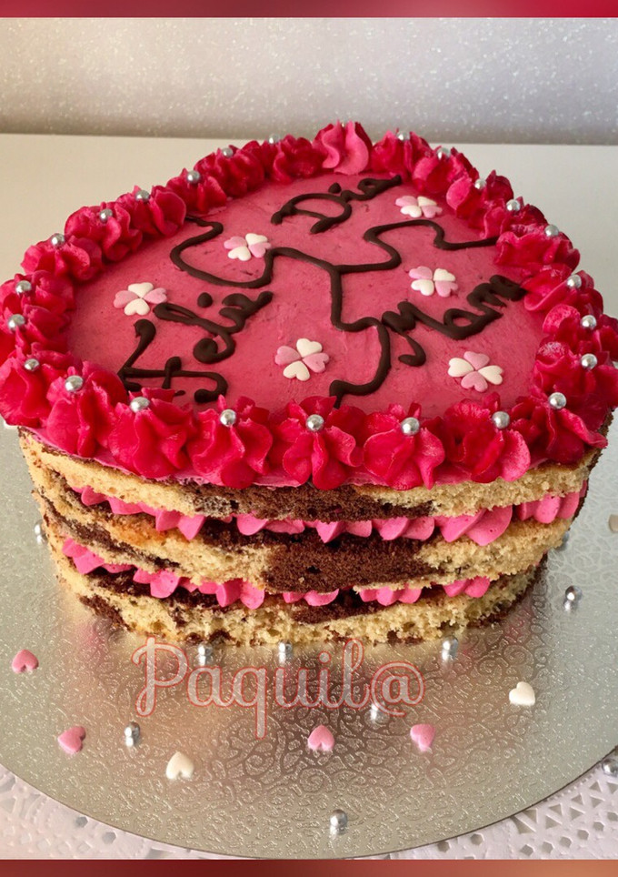 Una foto de Naked cake (tarta desnuda) marmolada