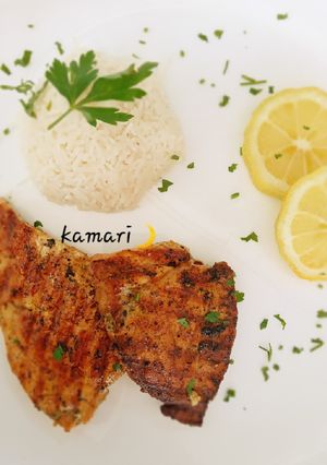 صورة لوصفة سمك الإسبادون مشوي بالأرز