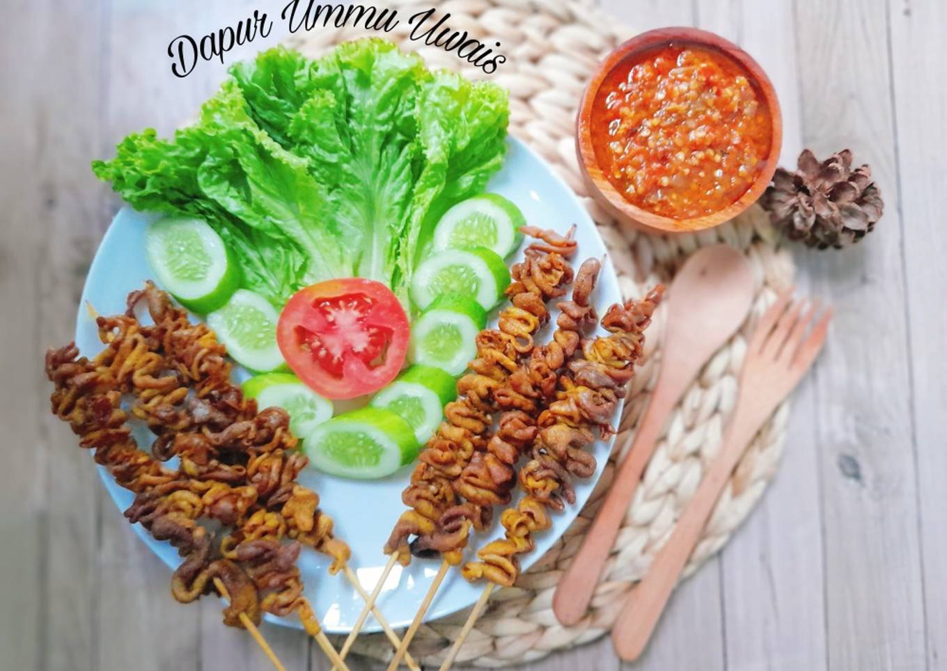 Sate usus ayam (goreng)