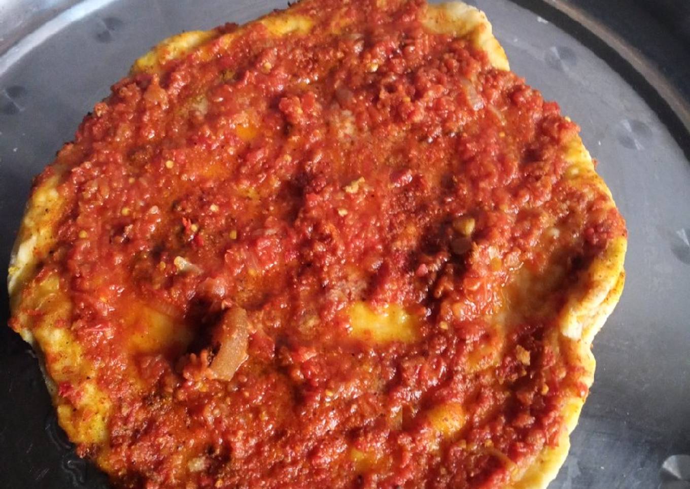 Homemade stew pizza