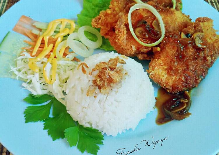 Resep Chicken Katsu Blackpaper with salad yang Bisa Manjain Lidah
