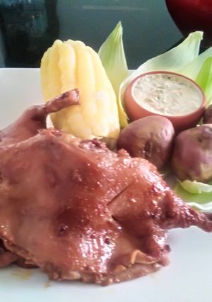 Una foto de Cuy a base de chicha de jora y cerveza 👍🇵🇪