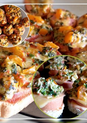 Фото Піца на батоні з сардельками, помідором і шпинатом 🍕.