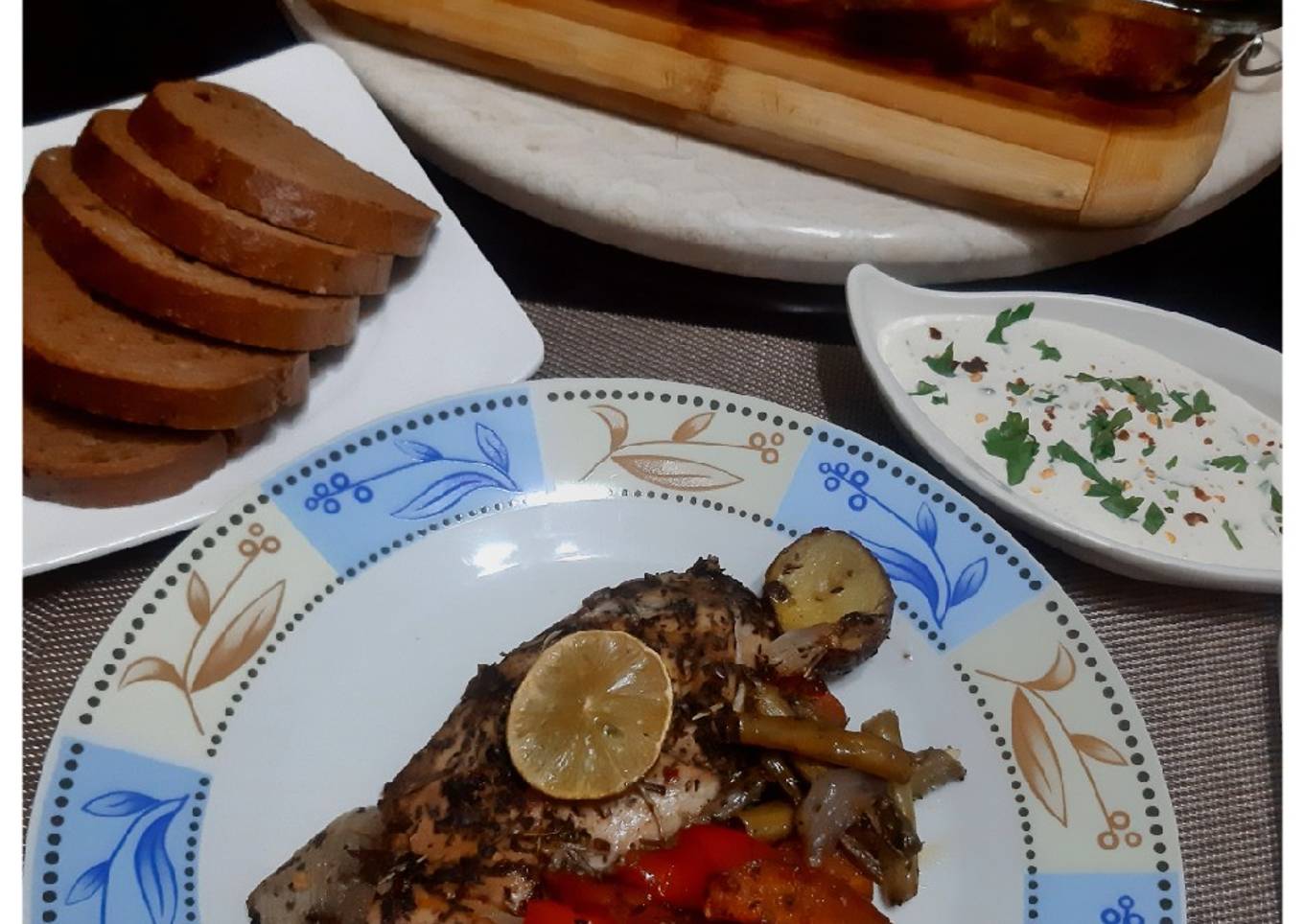 Baked chicken with Potato and other veggies