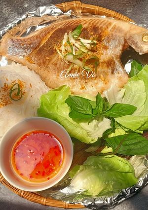 Hình của món Cá diêu hồng hấp muối.