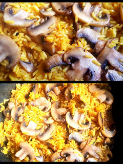 Una foto de Champiñones frescos, con arroz saborizado. #delantaldorado