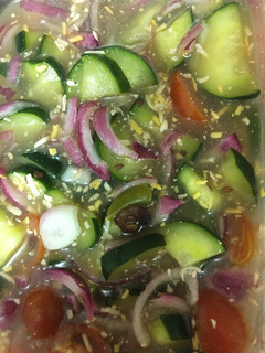 A picture of Marinated Cucumber Red Onion Salad.