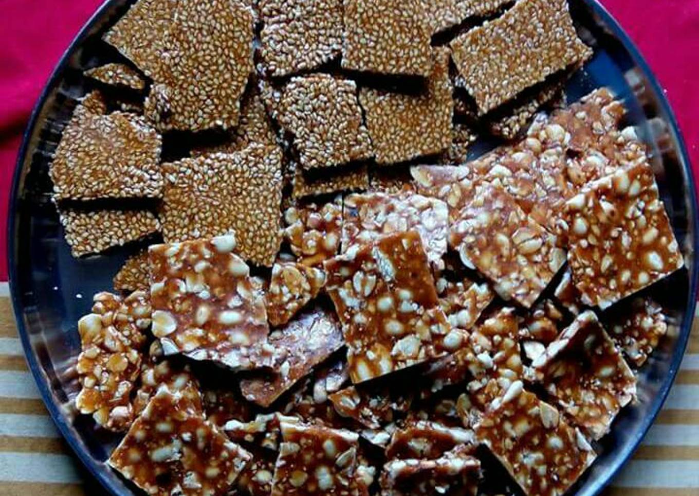 Sesame seeds and peanuts chikki