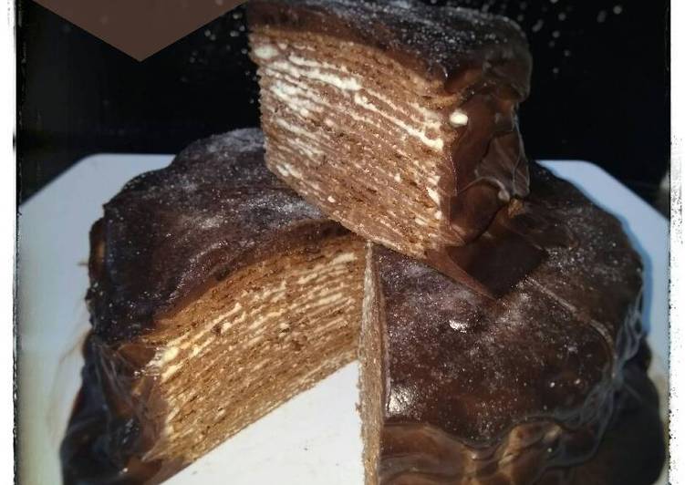 Bagaimana Menyiapkan Chocolate crepe cake, Bisa Manjain Lidah