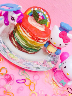 Foto resep Rainbow Crepes Cake🌈