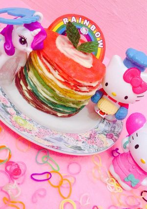 Foto resep Rainbow Crepes Cake🌈