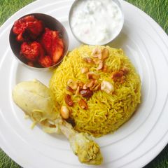 A picture of Chicken Biryani ~ a pressure cooker recipe.