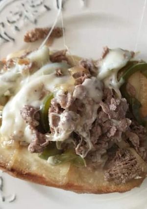 A picture of Beef double cheese burger.