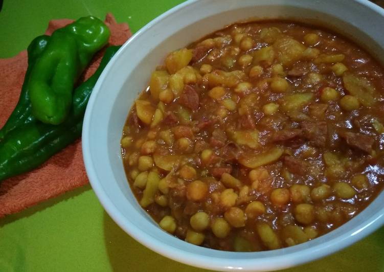 Potaje de garbanzos y patatas con Thermomix