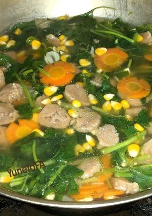 Foto resep Sayur Bayam Bakso