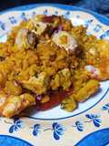 Arroz con sepia, emperador y gambas