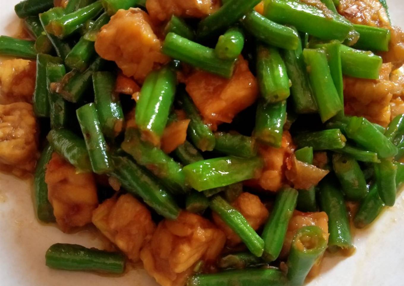 Tumis baby buncis & tempe
