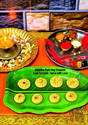 A picture of Milk Powder Condensed Milk Mava Peda - Raksha Bandhan Special Celebration.
