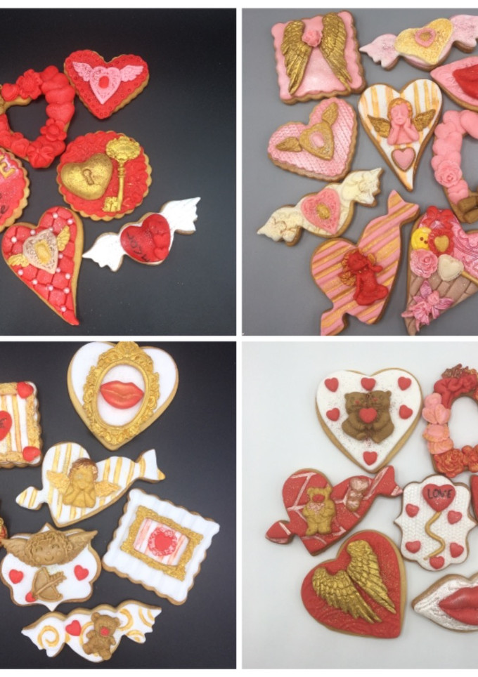 Una foto de Galletas de mantequilla decoradas con fondant para San Valentín 🌹❤️
