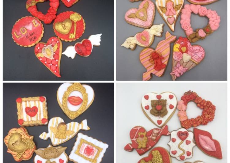 Galletas de mantequilla decoradas con fondant para San Valentín ?❤️