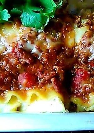 A picture of Delicious lasagna.
