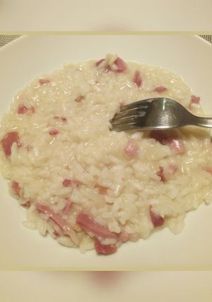 A picture of Risotto speck e brie.